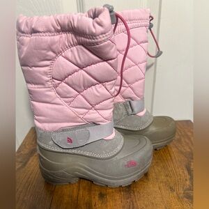 The North Face Girls Winter Ski Snow Boots Pink Gray Color Size 10 Strap